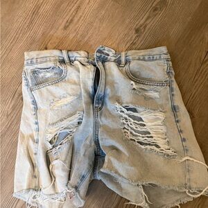 American Eagle Outfitters Light Blue Distressed Jean Shorts